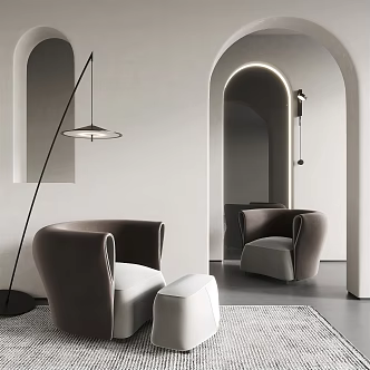 Modern Single Sofa Pedal Fabric Sofa Floor Lamp 3d model