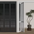 Modern solid wood folding door multi-link sliding door 3d model