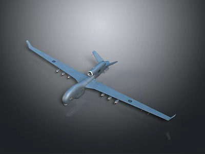 Gray Drone With Long Wing Multiple Mounting Points Streamlined Body And 3D Rendered Background 3d model