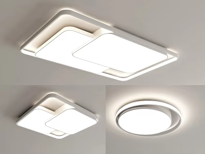 Modern Ceiling Lights In Square And Round Shapes 3d model