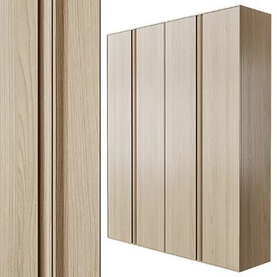 Modern Minimalist Wooden Wardrobe With Panel Doors And Wood Grain Design 3d model