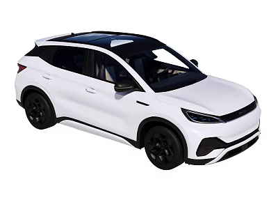 White Electric SUV Car With Modern Design Black Roof And Black Wheels 3d model
