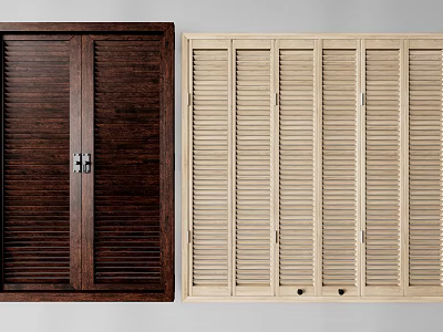 Wooden Dark Brown and Light Beige Shutters Interior Design Ideas 3d model