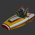 Vibrant Toy Speedboat With Yellow White Red Stripes And Large Engine