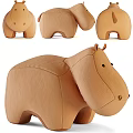 Plush Hippo Toy Shown From Various Angles 3d model