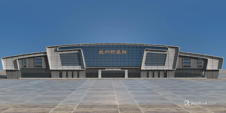 Lanzhou West Railway Station Modern Architectural Design With Glass Facade And Open Square 3d model 