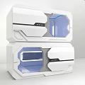White Stacked Modern Tech Inspired Device With Transparent Windows And Blue Lighting 3d model
