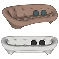 Brown And White Multi Seater Sofa With Tufted Design And Round Cushions