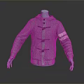 Cow Inspired Gray Hooded Jacket With Horn Buttons And White Striped Sleeves