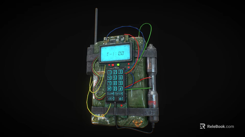 Homemade Electronic Device With Digital Display Keypad Antenna Wires And Cylindrical Components 3d model