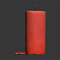 Red Burnt Candle With Textured Surface And Melted Wax Drip 3d model