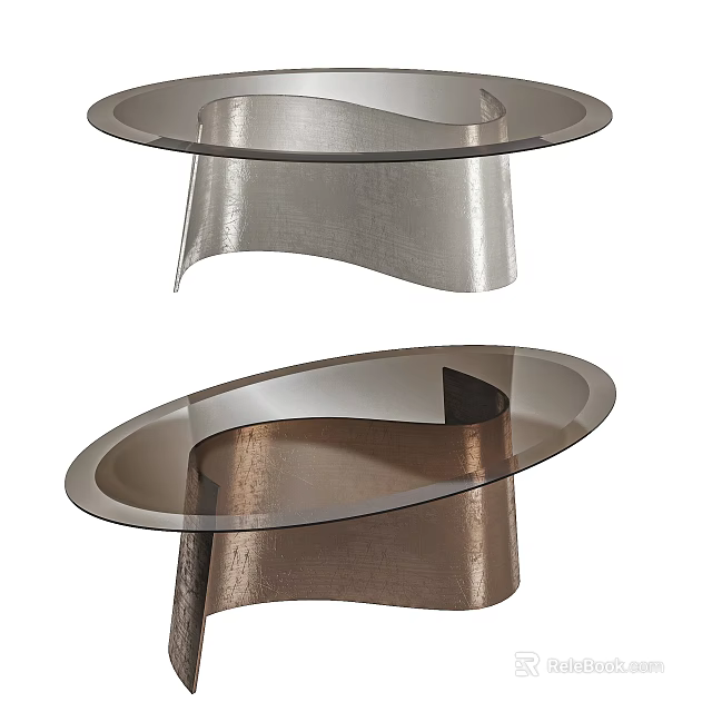 Modern Coffee Table with Glass Top and Curved Metal Base in Contemporary Design 3d model 