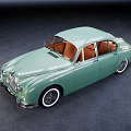 Vintage Green Classic Car Featuring Sleek Body Design And Chrome Accents