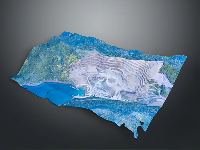 Mountainous Terrain With Rolling Hills Green Vegetation And Blue Water Bodies 3d model