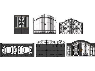 Decorative Iron Entrance Gates With Various Forged Patterns And Arched Designs 3d model