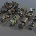 Military Vehicle Military Vehicle U.S. Military Vehicle Combination Guided Vehicle Material Transport Vehicle Antiaircraft Gun Low Face Number Low Model Simple Model Film and Television Grade Super Realistic High Precision 3d model