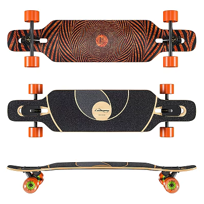 Stylish Longboards With Orange Wheels And Unique Designs 3d model