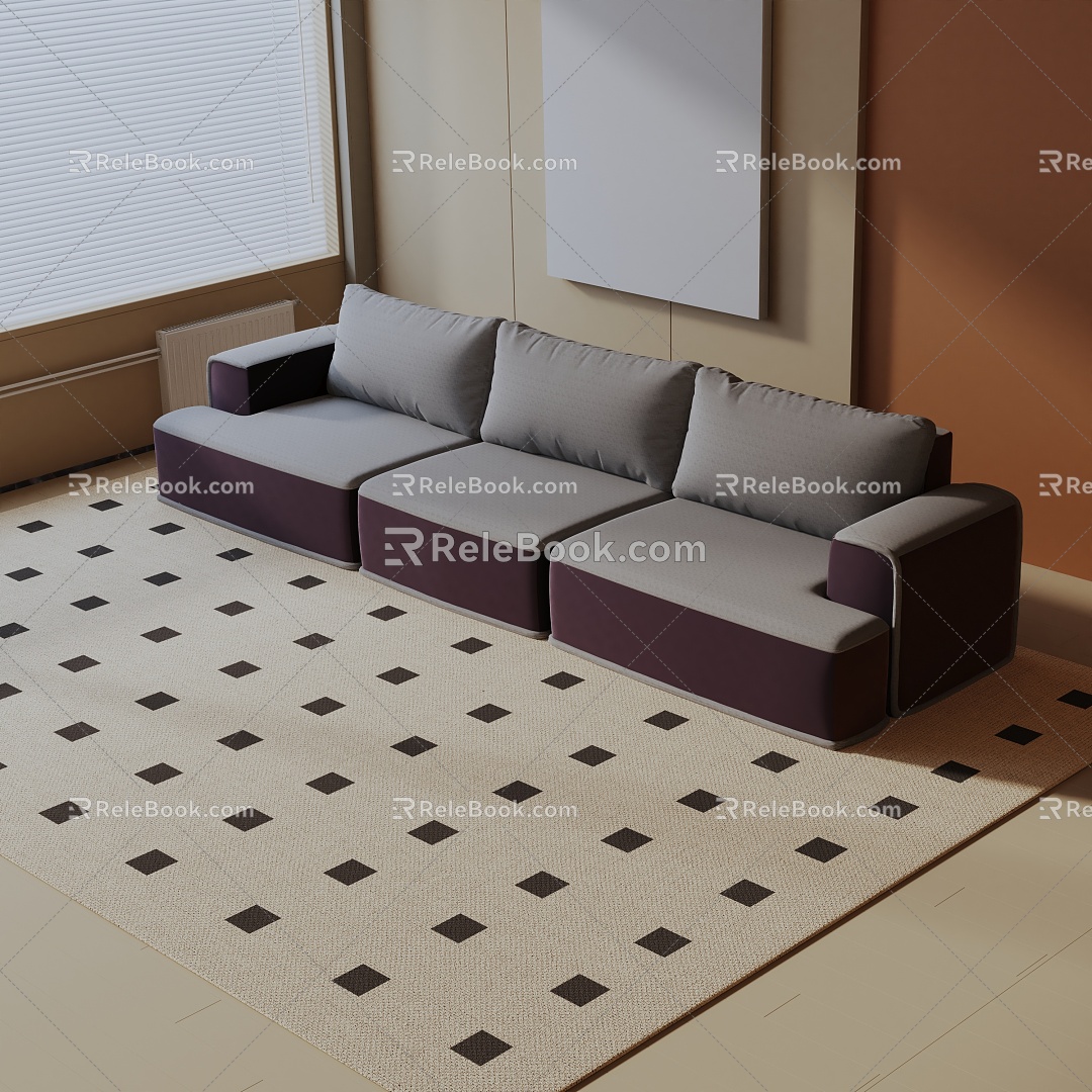 Modern three-seat sofa 3d model