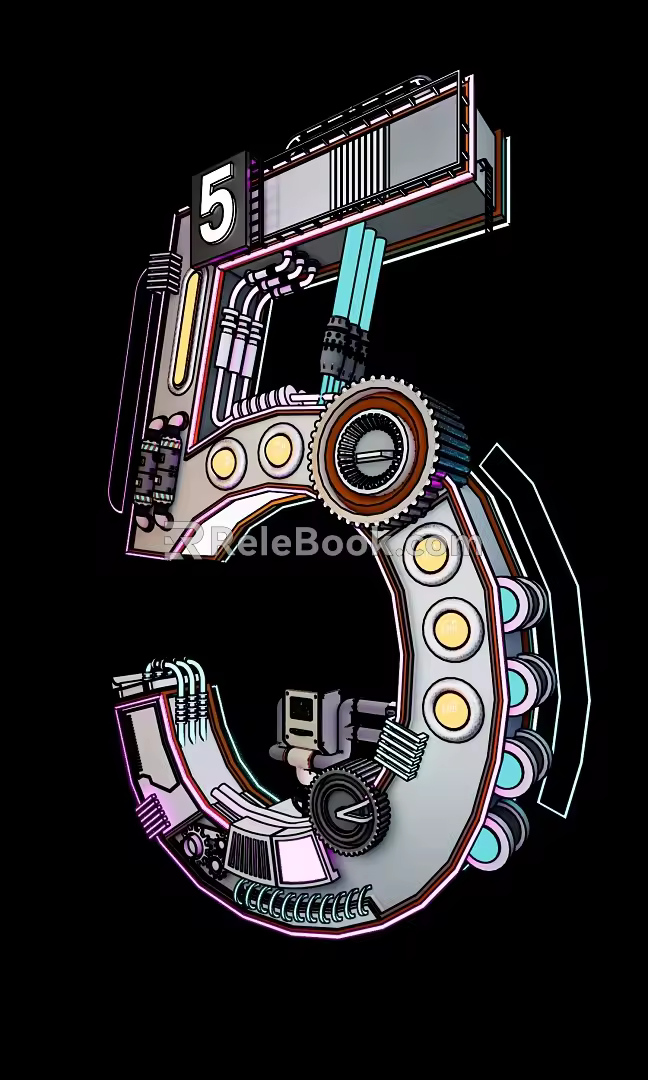 Tech Neon Cyberpunk Digital 3d model