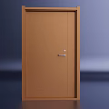 High Quality Brown Steel Fire Door With Metal Handle Lock And Reinforced Strips