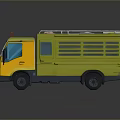 Yellow Toy Truck Model With Green Top Red Warning Light And Grille