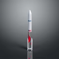 White Space Rocket Model With Red Boosters On Gray Background 3d model