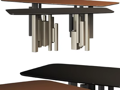 Modern Side Table Design With Black Brown Top And Unique Metal Legs Structure 3d model