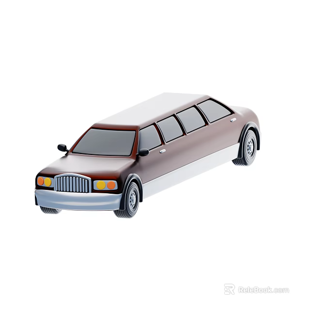 Brown Stretched Limousine With Classic Design And White Roof 3d model