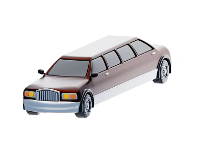 Brown Stretched Limousine With Classic Design And White Roof 3d model
