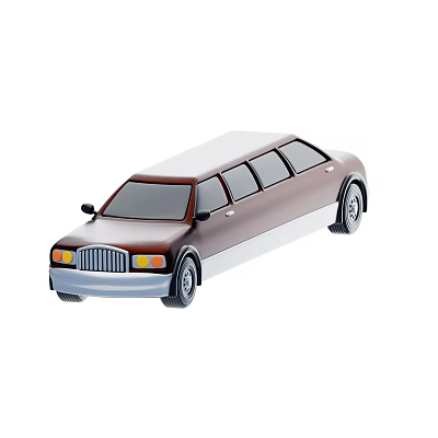 Brown Stretched Limousine With Classic Design And White Roof 3d model