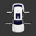 White Luxury Car With Open Doors Sunroof And Elegant Exterior Design