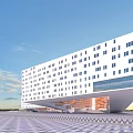 Modern Office Building Architectural Design With White Facade Geometric Structure And Large Windows 3d model