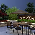 Rooftop Garden Outdoor Space With Sofa Chair Plants And Ambient Lighting