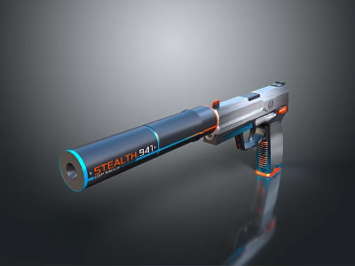 Stealth 091 Futuristic Sci Fi Weapon With Blue Orange Accents And Modern Design 3d model