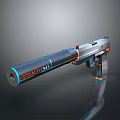 Stealth 091 Futuristic Sci Fi Weapon With Blue Orange Accents And Modern Design