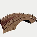 Traditional Wooden Arch Landscape Bridge With Classic Railings And Natural Structure