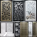 Modern Decorative Room Dividers With Laser Cut Leaf And Geometric Patterns 3d model