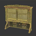 Traditional Handcrafted Cabinet With Black Body Colorful Painted Decorations And Glass Doors
