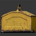 Vintage Yellow Metal Toolbox With Rustic Handle And Latch On Dark Surface 3d model