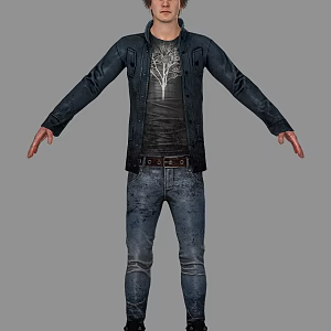 Young man young man hat coat jeans fashion shoes staff student 3d model