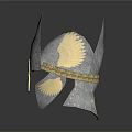 Shiny Medieval Winged Helmet Armor with Silver Gold Decorative Design and Smooth Finish