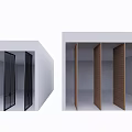 Modern Partition Door Design With Black Glass And Brown Wooden Panels