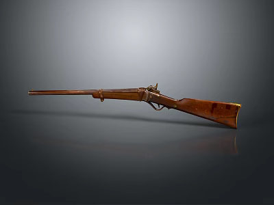 Antique Rifle with Wooden Stock and Metal Components Classic Weapon Display Design 3d model