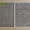 Geometric Square Rugs With Nested Rectangles And Repeating Square Patterns In Black White 3d model