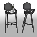 Modern Black Bar Stools With Curved Backrest And Metal Bucket For Wine Bottles