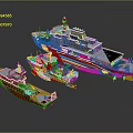 Red Water Vehicle Models in Various Sizes with Detailed Designs and Intricate Structures