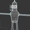Robot Character With Outstretched Arms Cigar In Mouth And Beer Bottle