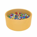Cute Doll With Colorful Beads In Yellow Bowl For Kids Play Activity