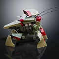 Mechanical Robot Character With Insect like Legs Red Green Armor And Antennas