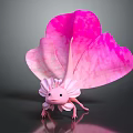 Pink Fantasy Creature With Leaf Like Wings And Smooth Textured Body